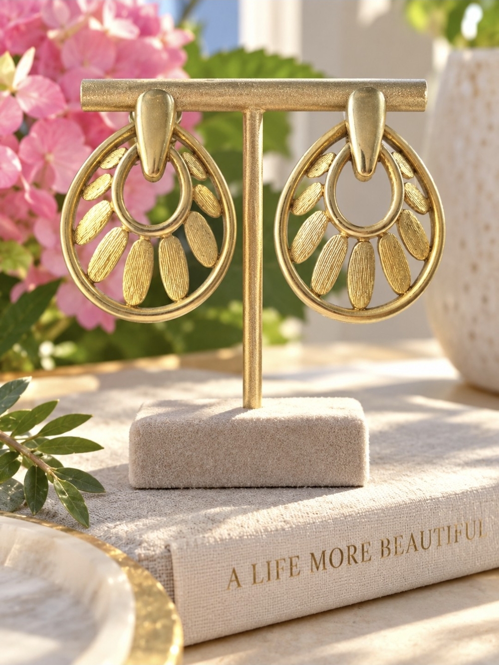 Gold Leaf Shape Vintage  Drop Earrings - Women Jewelry